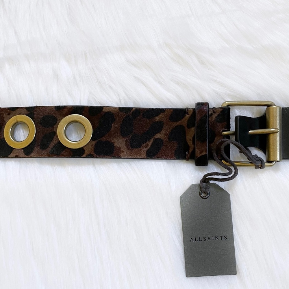 All Saints Genuine Calf Hair Grommet Belt - Picture 5 of 10